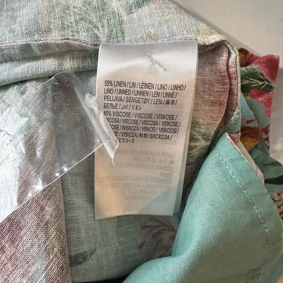 NWT Anthropologie Farm Rio Melanie Bermuda‎ Linen Shorts Sz S Blue Tropical Boho - Picture 11 of 12